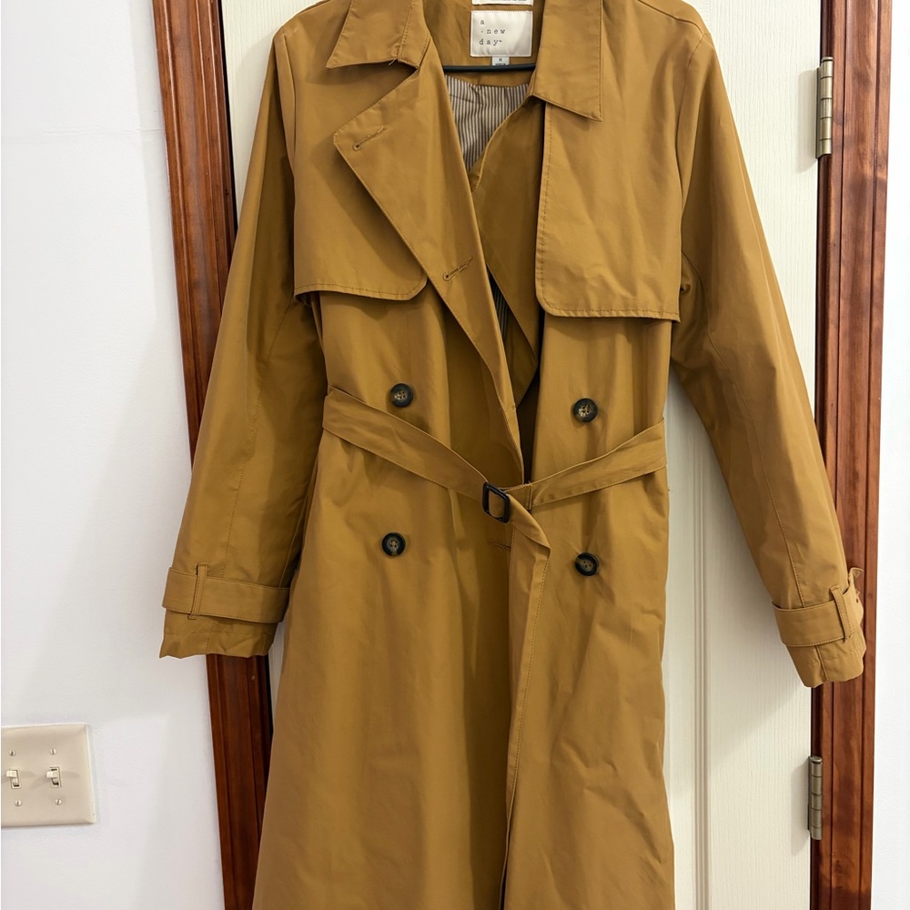 Mustard Double-Breasted Trench Coat